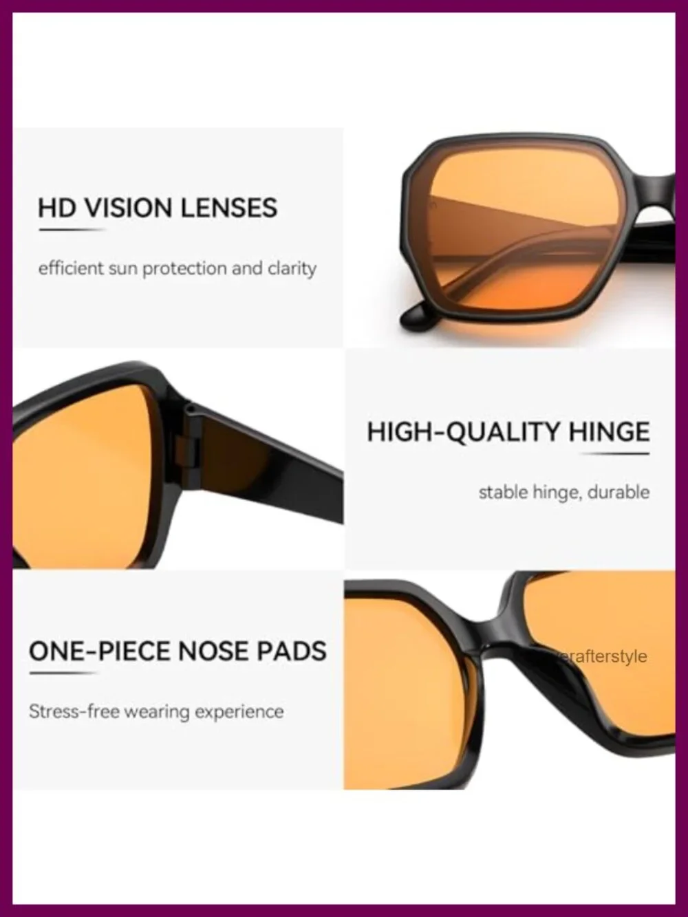 Oversized Square Sunglasses for Women Men UV400 Protection Trendy Fashion